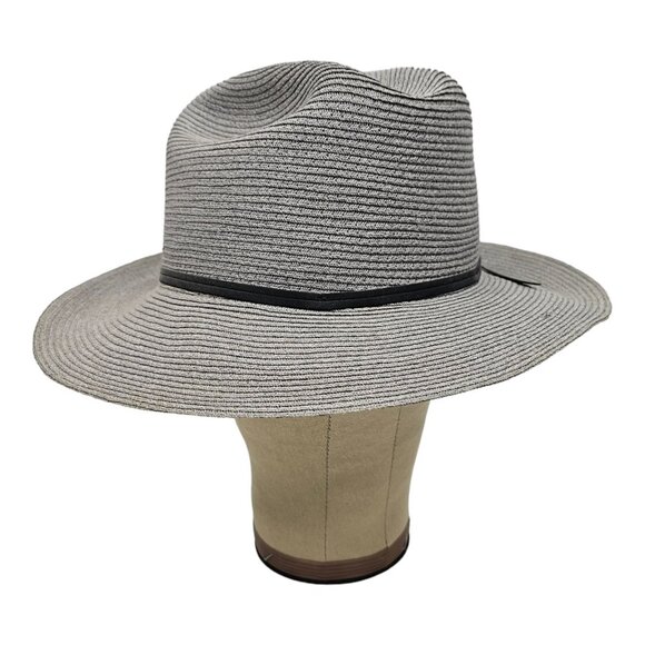 Floppy Panama Hat Size 7 1/4 Custom Made Gray Black Band Beaver Hats Vintage USA - Picture 2 of 12